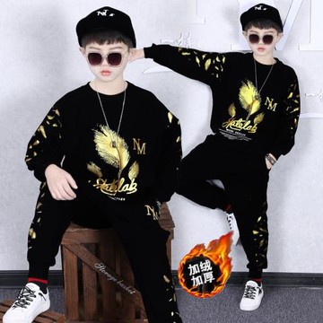 街舞兒童潮服炸街男童潮帥氣時髦套裝男孩架子鼓表演衣服新年服裝