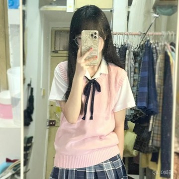 日係v領毛衣針織衫學生jk製服學院風校服寬鬆可愛少女百搭背心馬甲套頭女裝上衣