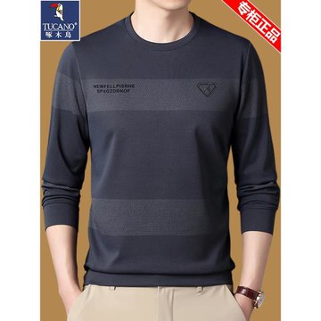 啄木鳥男士長袖t恤純棉圓領衛衣男2025新款春秋季上衣體恤打底衫T