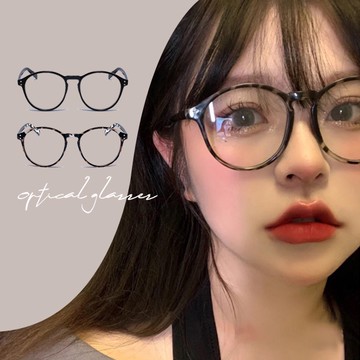 網紅豹纹眼鏡框韓版防藍光素顏圓框平光眼鏡 73641