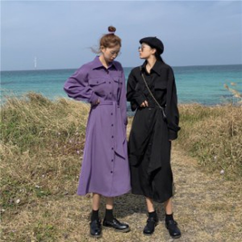 ロングワンピース 秋服 レディース 韓国 ファッション レディース ロングシャツワンピース ウエストマーク 秋物 ワンピース 長袖 リボン 通販 Lineポイント最大1 0 Get Lineショッピング
