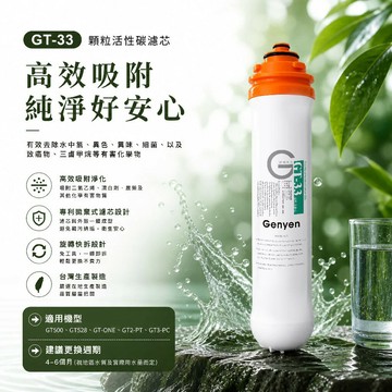 [淨園] GT-33 顆粒活性碳濾心/除氯、三鹵甲烷/GT500 RO純水機第二道替換濾心/GT系列適用