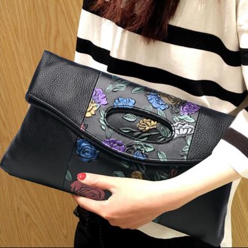 手包女手拿包女折疊手抓包民族風真皮大容量夾包宴會手提包潮女