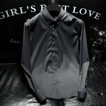 LORK&DEEM 輕熟風帥氣免燙修身男士襯衣高端時尚百搭休閑長袖襯衫