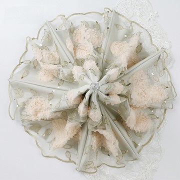 韓國高檔太陽傘女折疊黑膠防曬防紫外線二折遮陽傘立體刺繡蕾絲傘