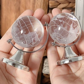 ✅【透明水晶地球儀神器】迷你高級INS風生日禮物 女生男生閨蜜畢業紀念品 創意擺設珍藏好物 送禮自用實用好物