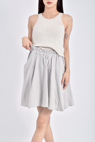 (S) holly sugar韓牌質感鬆緊腰綠色短裙