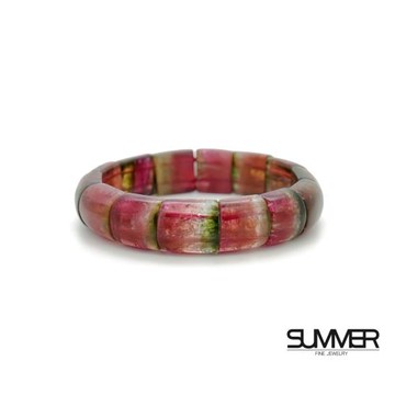 【SUMMER寶石】濃彩西瓜碧璽手排51g (13mm)