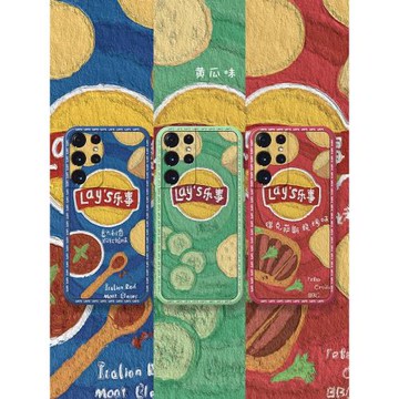 油畫樂事薯片適用三星s21ultra手機殼s21fe情侶s21+全包防摔s20ultra搞怪s20fe液態硅膠s20+高級感s21套趣味