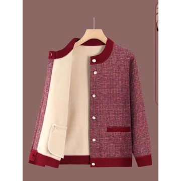 時尚媽媽裝圓領針織衫開衫毛衣夾克外套老太太奶奶衣服中老年女裝