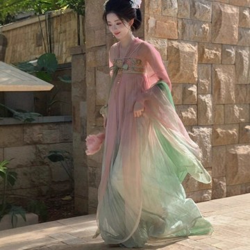 新款原創改良漢服女南北朝漢元素唐制對襟齊胸訶子裙日常2025春夏鑫弘-素時衣櫥