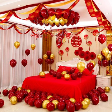 優購生活~結婚布置婚房裝飾套裝男方女方婚慶氣球新房臥室拉花用品大全網紅結婚 喜宴 婚慶 大紅 新郎新娘 新房 裝飾 喜慶 結婚禮物 結婚氣球