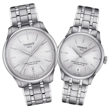 TISSOT天梭 杜魯爾系列 經典機械對錶 / T1398071103100+T1392071103100