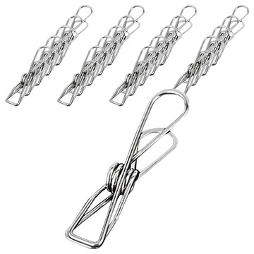 不鏽鋼防風晾曬彈簧夾 開口式防風設計  Silver  20個