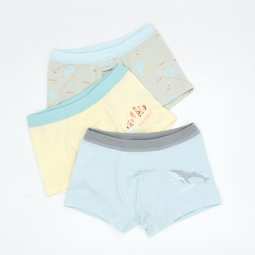 minihope美好的親子生活-沉靜海洋男童四角褲(3件組A)