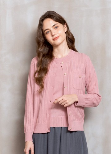 抒情柔雅織紋針織外套