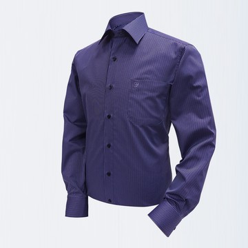 Pierre Cardin 男襯衫 商務條紋長袖襯衫_深紫條(S1991-28)
