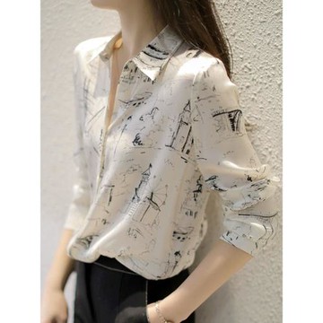 長袖碎花襯衫女春秋2025年新款設計感小眾高級感法式優雅氣質襯衣