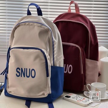 日系原創SNUO潮男少女雙肩包小包尼龍chic韓版高中書包森系背包