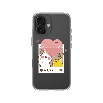 iPhone 16 Clear Case（相機按鈕） 透明 - 懶散兔與啾先生 Lazy Rabbit and Mr.Chu - Send heart