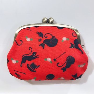 【和夢兔】京都宇治親子型口金包-黑貓(紅)