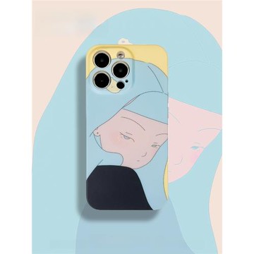 趣殼制作室原創插畫適用蘋果15promax少女清新雙面手機殼iPhone13/14磨砂親膚保護套溫柔小眾高級感ins風簡約