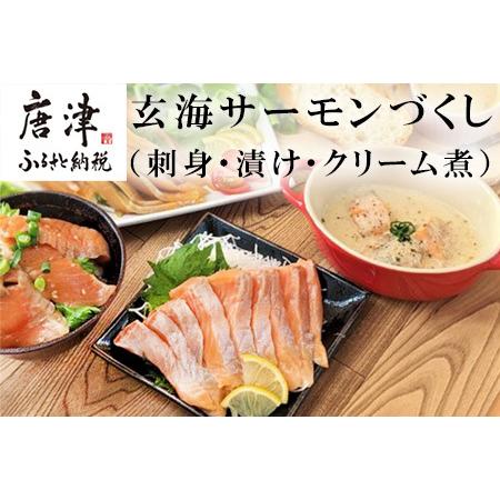 ふるさと納税 玄海サーモンづくし(刺身用切身80g×2P 漬け70g×2P クリーム煮100g×2P) おさかな村 刺身 漬け丼 パスタ 佐賀県唐津市