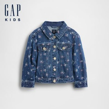 【GAP】嬰兒及幼兒花卉牛仔外套-中度水洗(909638)