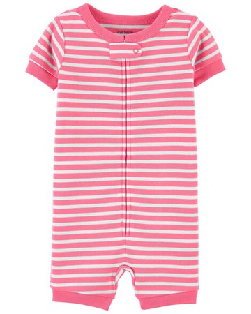 Toddler 1-Piece Striped 100% Snug Fit Cotton Romper PJs