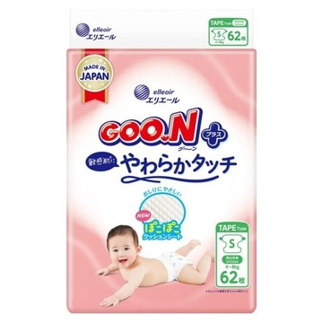 GOO.N 大王 日本境內版 SJ柔觸肌系列 黏貼型尿布  62片  S