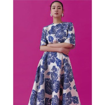 明星同款2025秋裝女復古法式印花氣質高端質感日常宴會禮服連衣裙