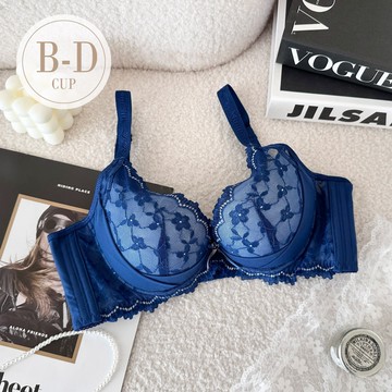 內衣【浪花朵朵】石墨烯軟鋼圈集中內衣 *B-D罩 (藍) #27993