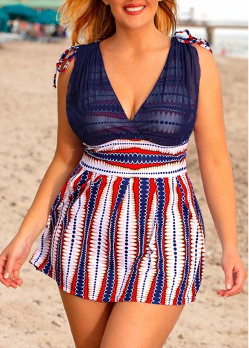 Plus Size Wide Strap Swimdress and Shorts