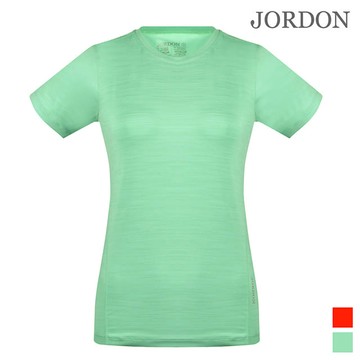 【JORDON 橋登】女款 吸濕/快乾/透氣 運動休閒短袖圓領T (桔紅/翠綠) #28220