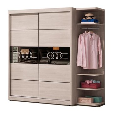 唯熙傢俱-布萊登橡木白6.5尺滑門衣櫃