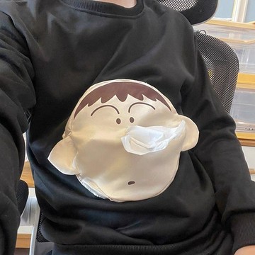 熱銷千萬評價📈【棉質】阿呆抽紙流鼻涕紙巾情侶上衣秋冬新款搞笑男女長袖衛衣TRKH
