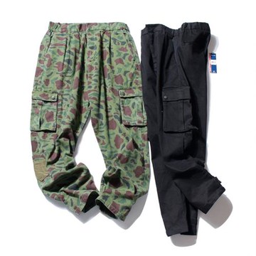 彩色工裝褲 外貿男裝店主自留款時尚寬松大碼工裝口袋直筒休閑褲