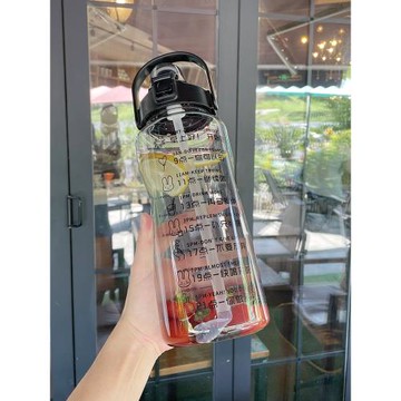 2000ml水壺大容量女運動大水杯2L吸管學生提醒喝水目標刻度杯子男