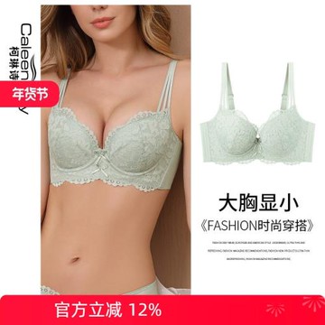 女士大胸顯小軟鋼圈聚攏文胸薄款大碼胖mm200斤蕾絲夏季超薄內衣