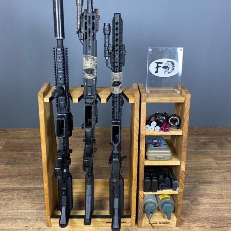 WOODWORKS ガンラック 3丁掛 + マガジンラック お得な2点