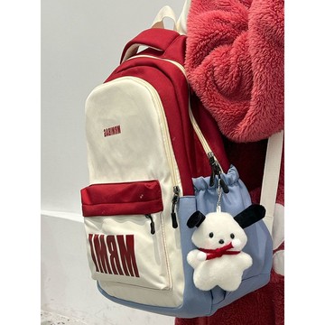 免運🔮撞色書包女ins森系百搭小衆冷門 不撞款初高中大容量校園雙肩揹包防潑水 多夾層後背包 出遊旅行背包 雙肩背包 電