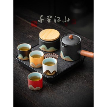 國風文創功夫茶具套裝家用陶瓷茶壺茶杯茶盤整套輕奢高檔一壺四杯