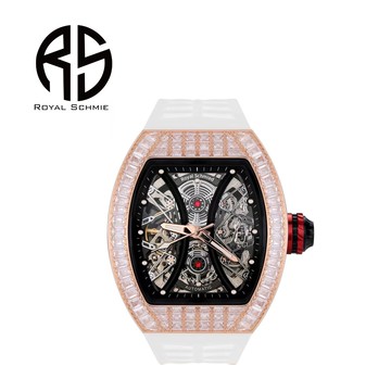 ROYAL SCHMIED 光輝燦爛酒桶造型鑲玫白鑽機械白膠錶