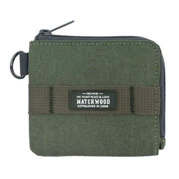Matchwood Zip拉鍊短夾 尼龍帆布 YKK拉鍊  11 x 10 x 1cm  軍綠色