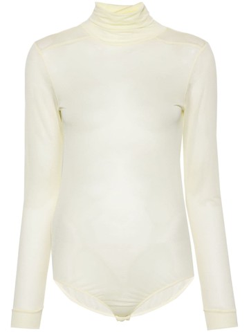 Maison Margiela - four-stitch sheer bodysuit - women - Viscose - 40 - Yellow