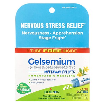 Boiron, 金鉤吻精神緊張舒緩配方，即溶顆粒，3 瓶裝，約 80 粒/瓶