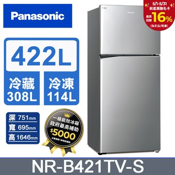 Panasonic國際牌 ECONAVI 422公升雙門冰箱NR-B421TV-S(晶漾銀)