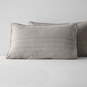 PALETTE200織雙層皺紗绗縫純棉美式枕套2入 卵石灰