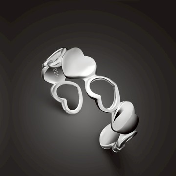 時尚S925純銀鏤空心形戒指女ins開口冷淡風食指戒子網紅簡約百搭