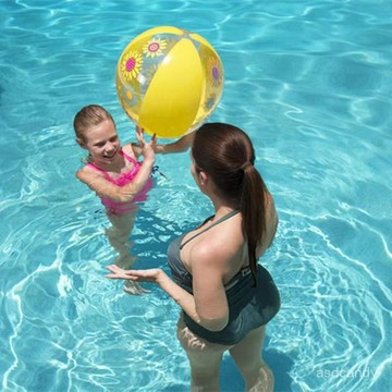 【臺灣-出貨】夏季玩水充氣遊泳沙灘球 兒童戲水海洋球 嬰幼兒泳池拍拍球36cm